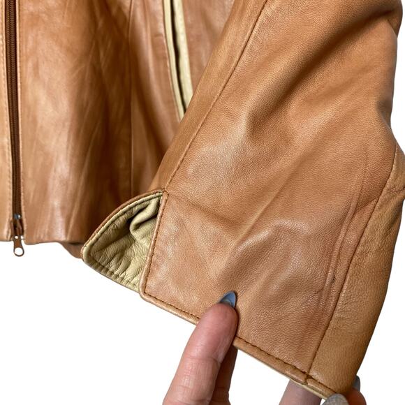Denis Leather Works Tan Italian Leather Jacket Women’s size 42 / US 6 - Picture 7 of 7
